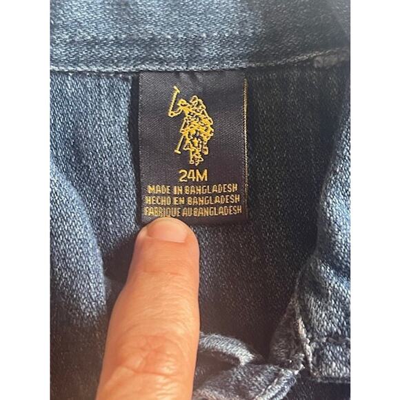 US Polo‎ Assn 90's Y2K Kids Infant Snap front Denim Truck Jacket Jean 24 Months - Picture 4 of 4